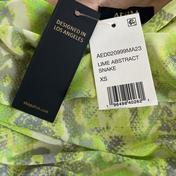 AFRM Hazel Womens Ruched Mesh Snake Print Sheath Dress NWT - Picture 9 of 9